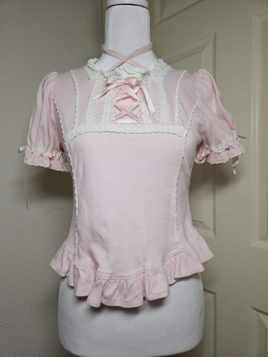 angelic pretty square neck lace up cutsew - pink - 2006