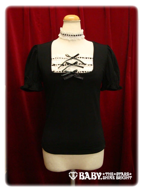 btssb shirring blouse (short sleeves) - black - 2011